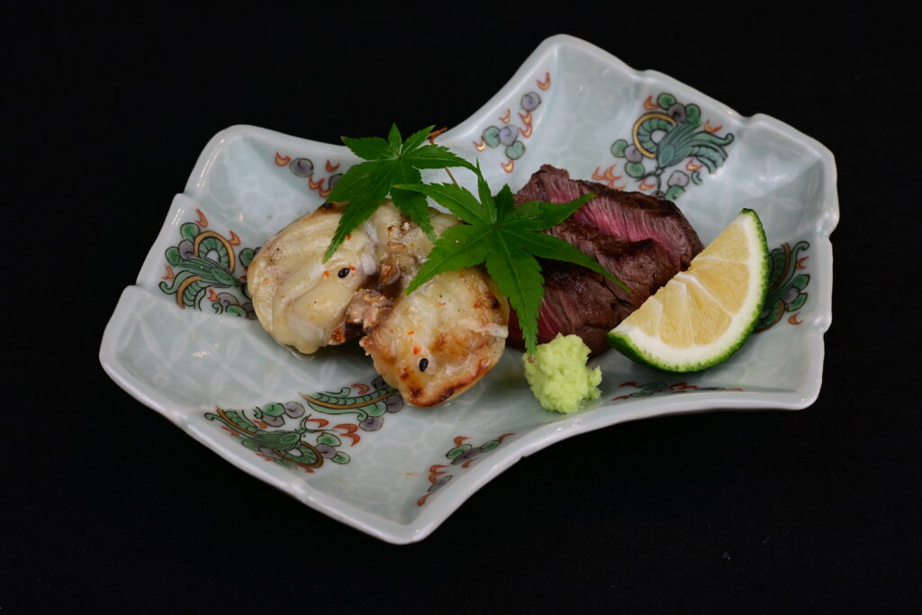 とらふぐ七味焼き 下関和牛炭火焼き